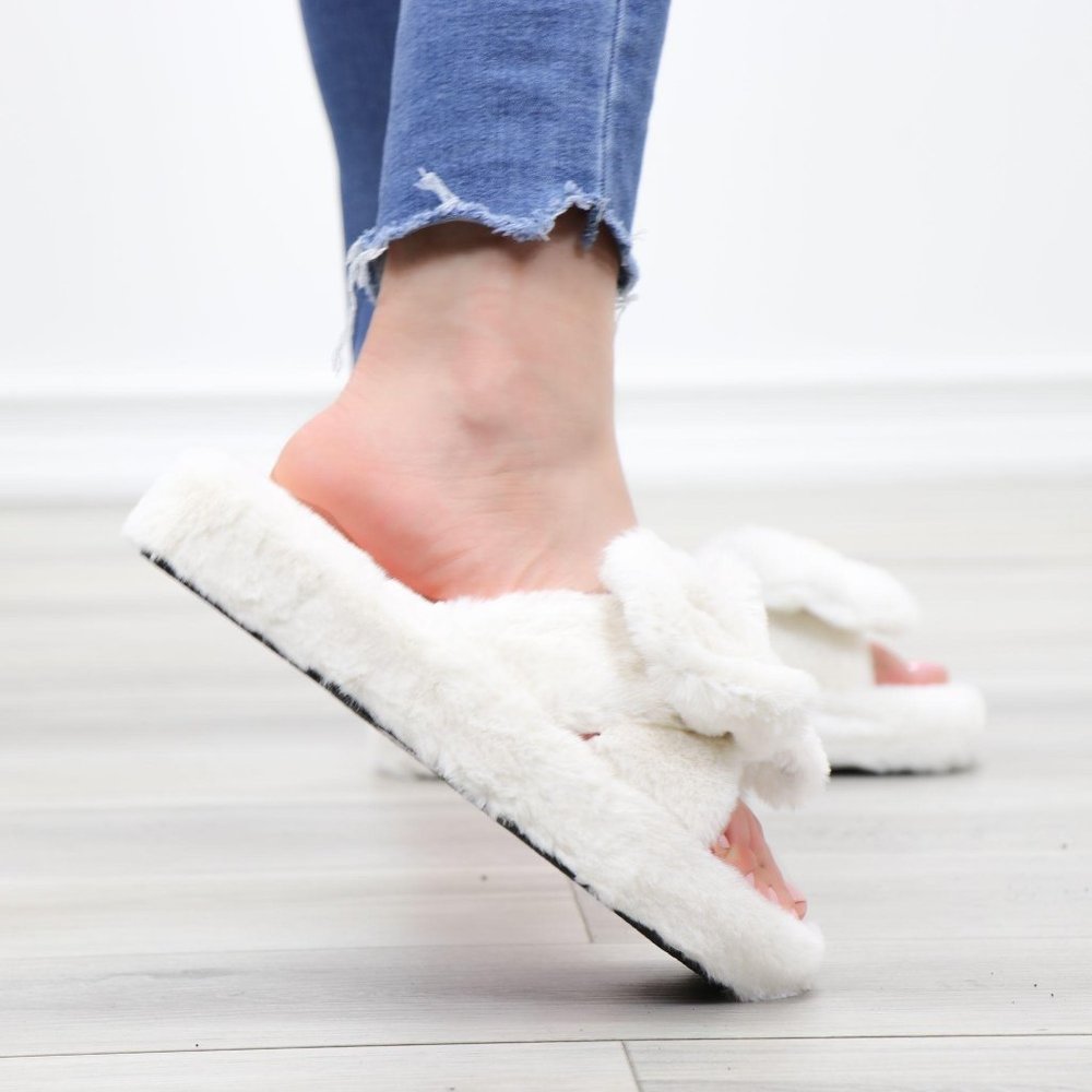 Plush Bow Tie Fuzzy Non-Slip Slipper - Picture 7 of 15